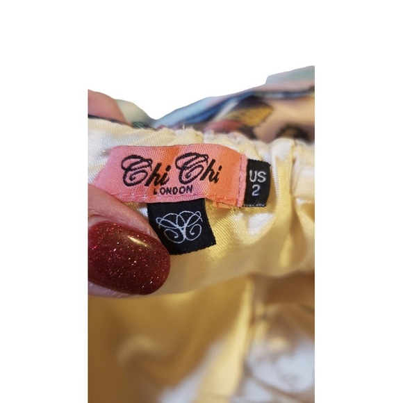 Chi Chi London Strapless Pink Floral Formal Dress Size 2 Prom Wedding Designer - Picture 9 of 15